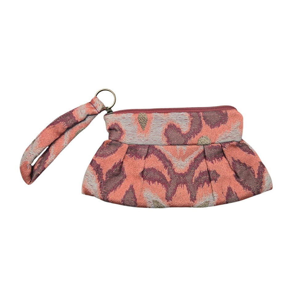 Maruca Handmade Tapestry Wristlet Pouch‎ Ikat Woven Boho Clutch Terracotta Rust
